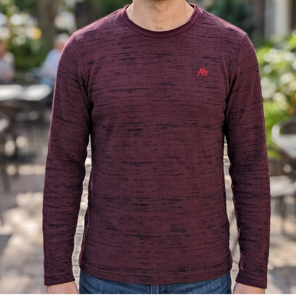 Aeropostale Mens Long Sleeve Thermal Shirt Burgundy Space Dye Waffle Knit A87 M